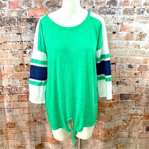 SO 3/4 Sleeve Relaxed Shirt Mojito Green Colorblock Sz XL